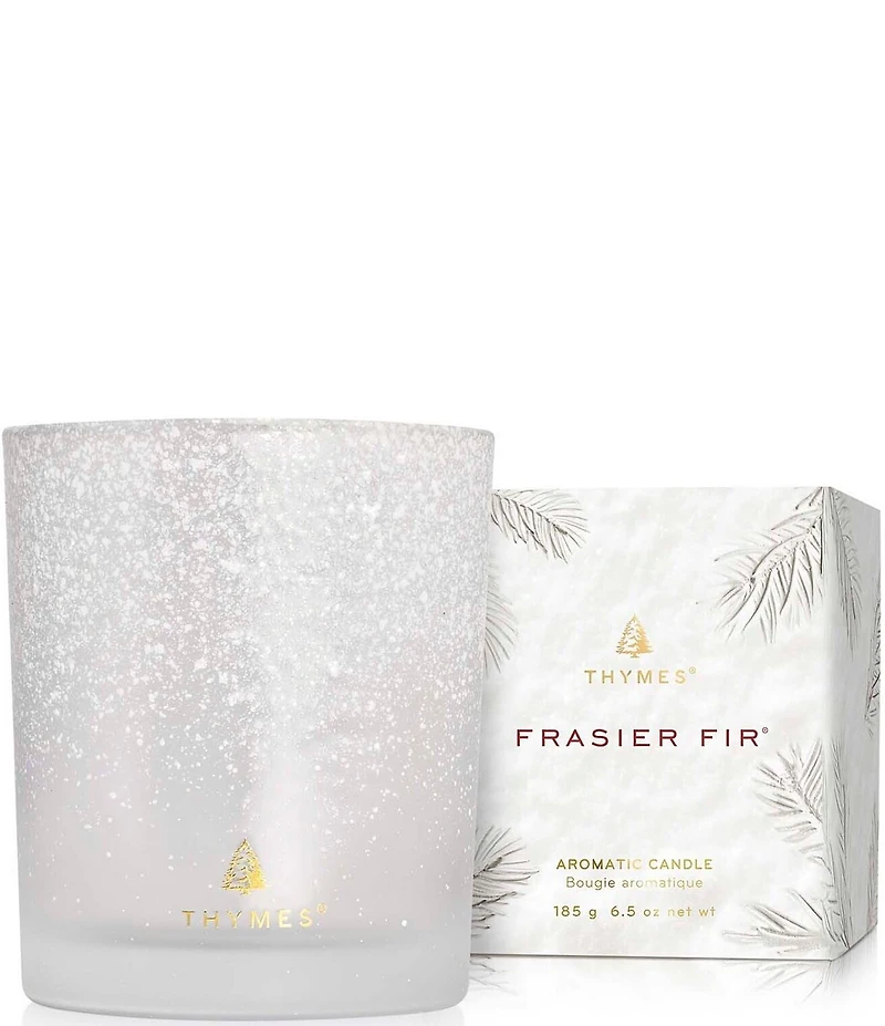 Thymes Frasier Fir Flocked Poured Candle, 6.5 oz