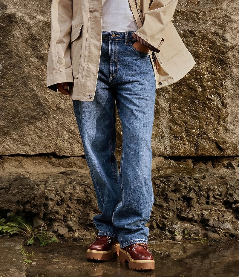 Timberland Women's Stone Street 3 Eye Leather Premium Platform Lug Sole Boat Shoes