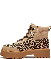Timberland Women's Stone Street Leopard Platform Hiker Boots