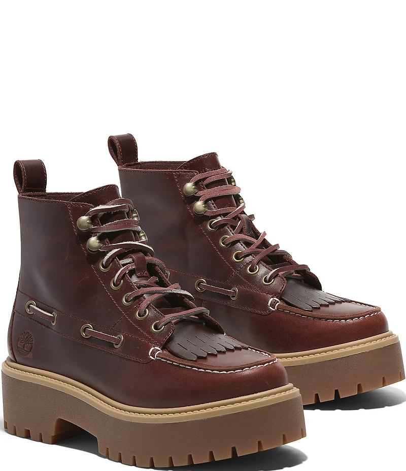 Timberland Women's Stone Street Leather Kiltie Lace Up Boots