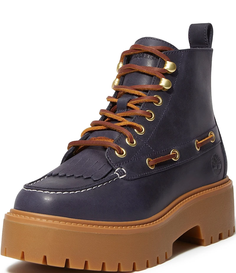 Timberland Women's Stone Street Leather Kiltie Lace Up Boots