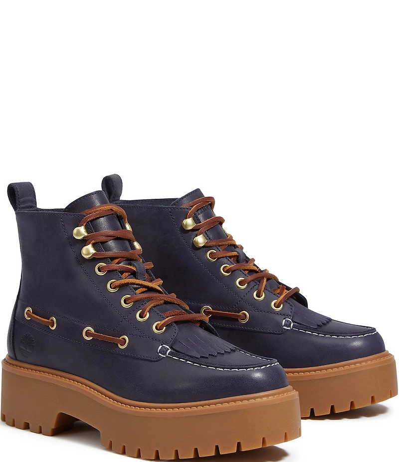 Timberland Women's Stone Street Leather Kiltie Lace Up Boots