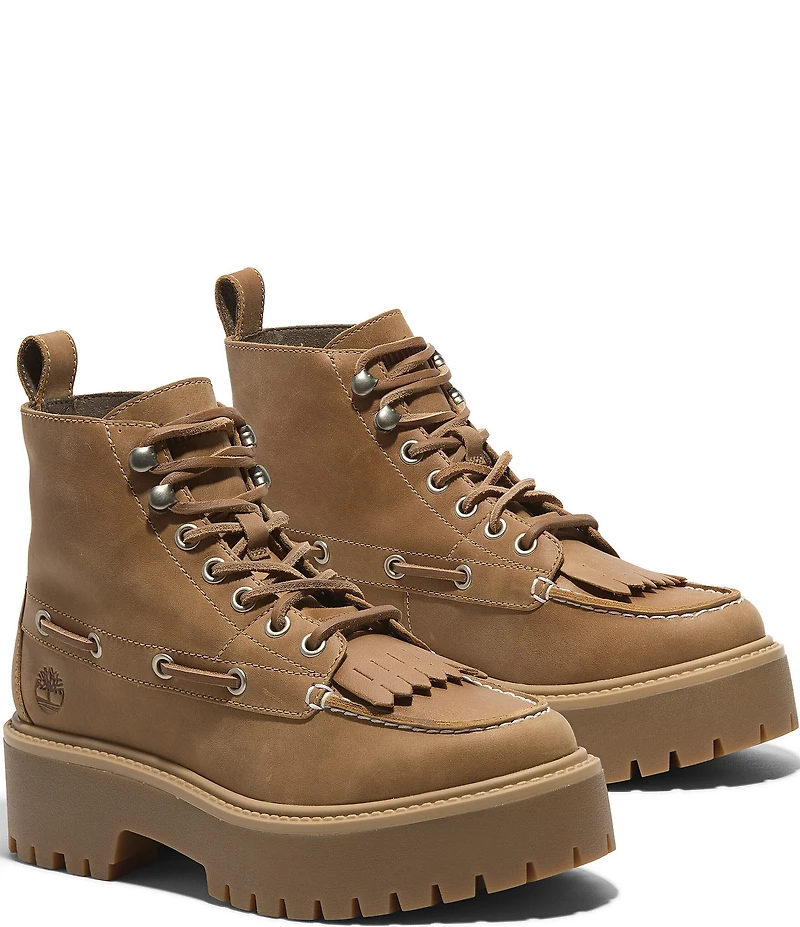 Timberland Women's Stone Street Leather Kiltie Lace Up Boots