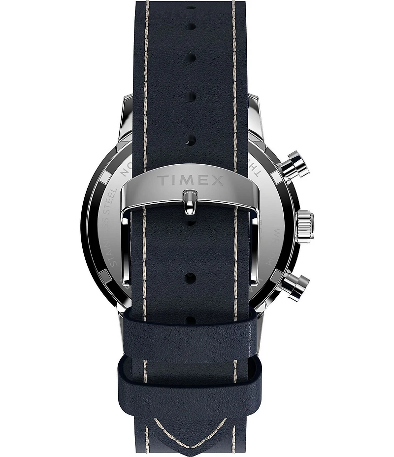 Timex Men's Marlin Quartz Chronograph Blue Leather Strap Watch