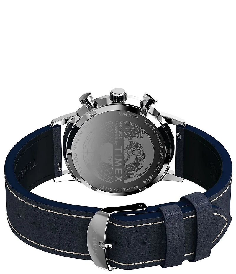 Timex Men's Marlin Quartz Chronograph Blue Leather Strap Watch