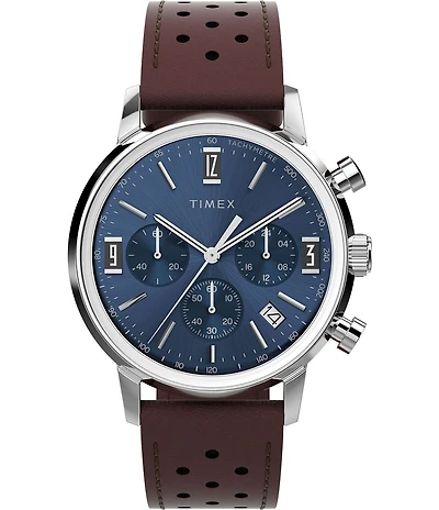Timex Men's Marlin Quartz Chronograph Leather Strap Watch