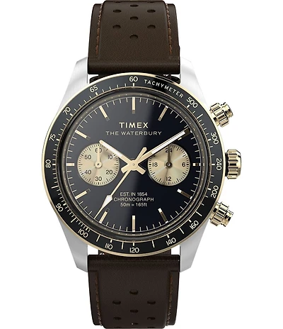 Timex Men's Waterbury Heritage Quartz Chronograph Leather Strap Watch