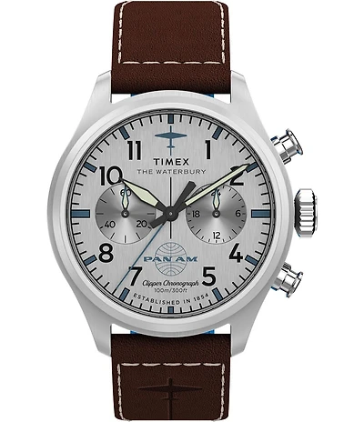 Timex Men's Waterbury Quartz Chronograph Leather Strap Watch