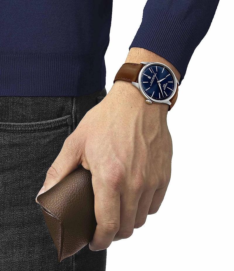 Tissot Men's Chemin Des Tourelles Powermatic 80 Automatic Brown Leather Strap Watch