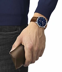 Tissot Men's Chemin Des Tourelles Powermatic 80 Automatic Brown Leather Strap Watch