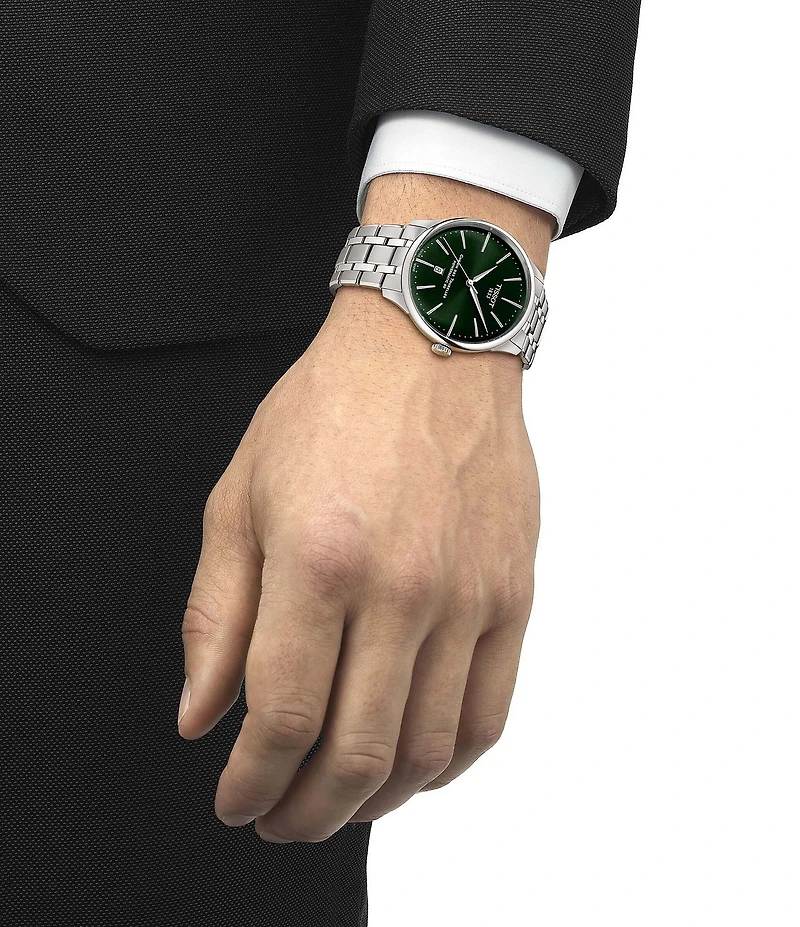 Tissot Men's Chemin Des Tourelles Powermatic 80 Automatic Green Dial Stainless Steel Bracelet Watch