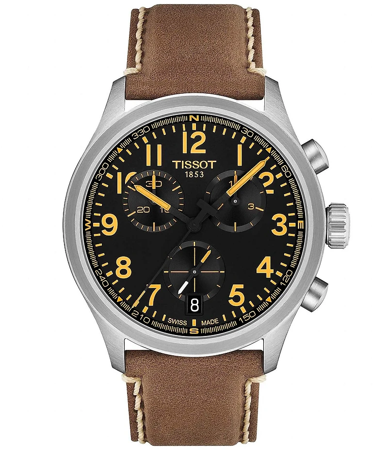 Tissot Men's Chrono L Sport Collection Quartz Chrongraph Croco Leather Strap Watch