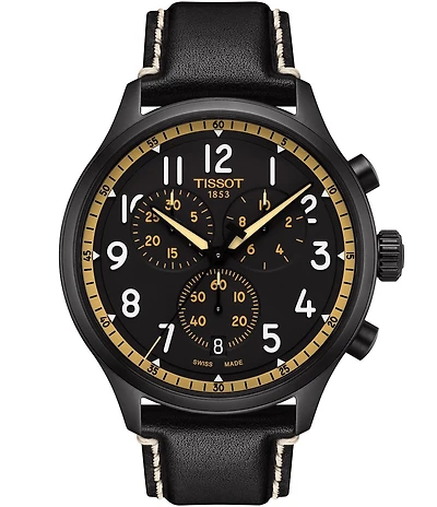 Tissot Men's Chrono XL Vintage Sport Collection Chronograph Black Leather Strap Watch