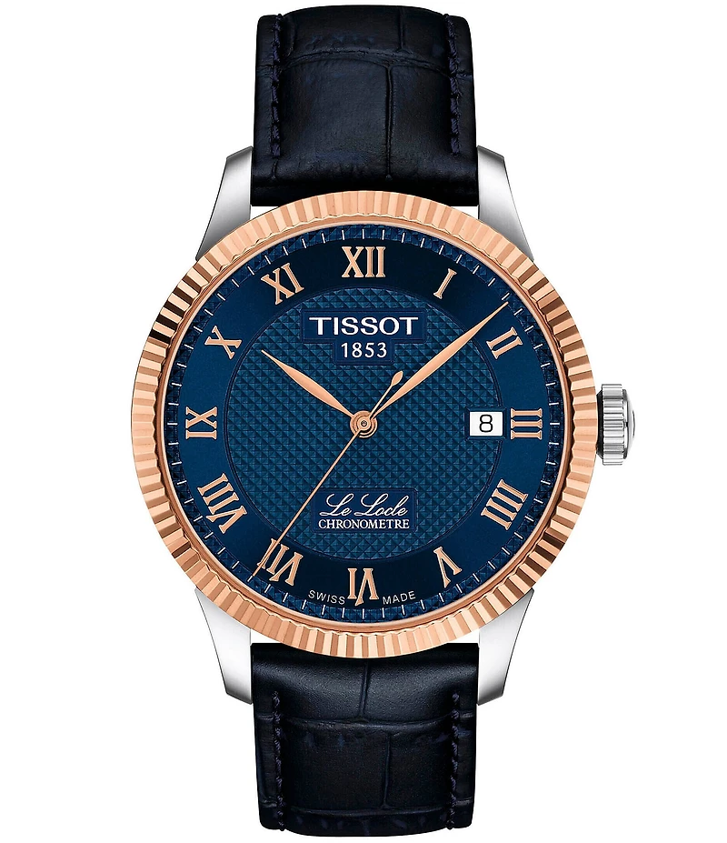 Tissot Men's Le Locle Automatic Blue Leather Strap Watch