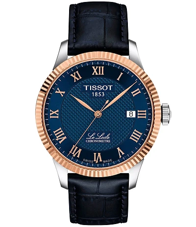 Tissot Men's Le Locle Automatic Blue Leather Strap Watch