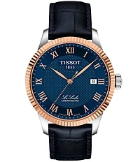 Tissot Men's Le Locle Automatic Blue Leather Strap Watch