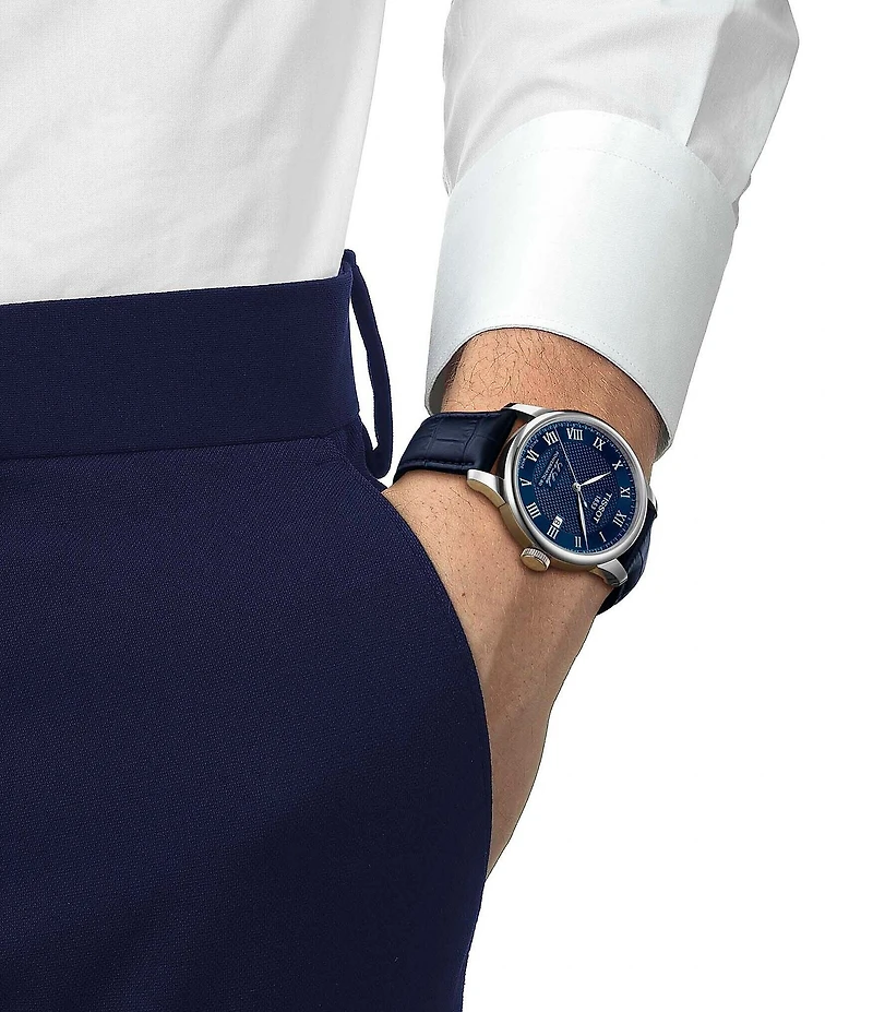 Tissot Men's Le Locle GTS Powermatic 80 Automatic Blue Leather Strap Watch