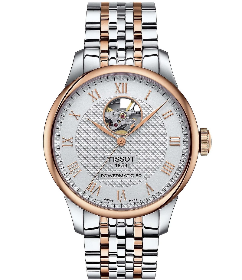 Tissot Men's Le Locle Powermatic 80 Open Heart Automatic Two Tone Stainless Steel Bracelet Watch