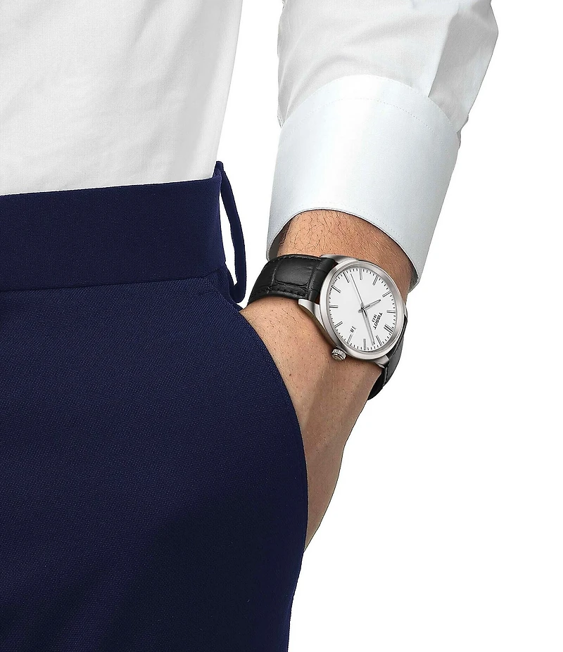 Tissot Men's Pr 100 Quartz Analog Black Leather Strap Watch