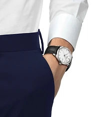 Tissot Men's Pr 100 Quartz Analog Black Leather Strap Watch