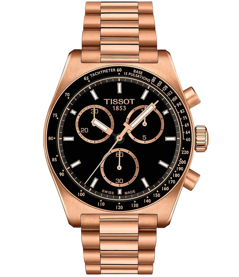 Tissot Men's PR516 Sport Collection Quartz Chronograph Rose Gold Tone Stainless Steel Bracelet Watch