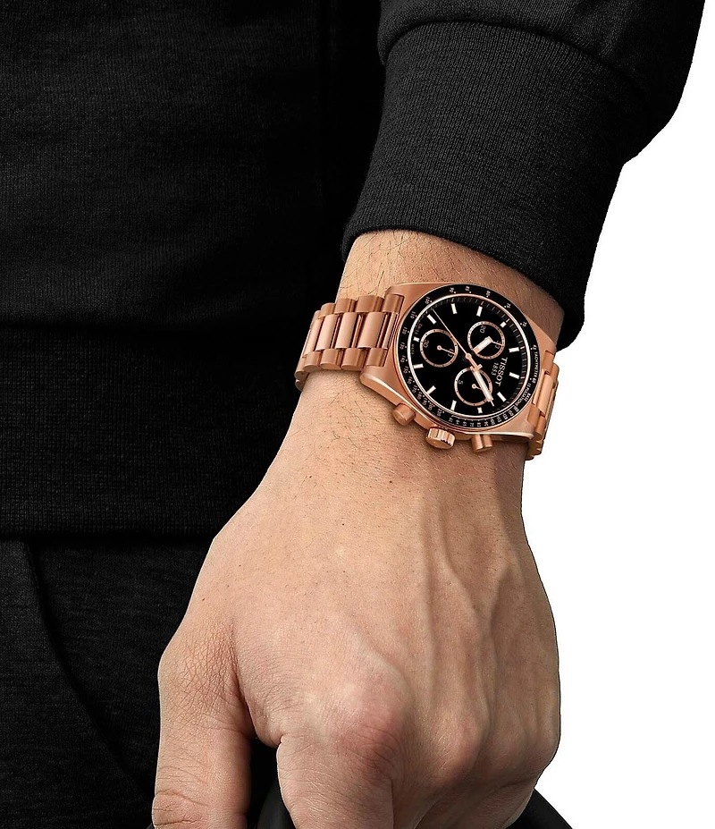 Tissot Men's PR516 Sport Collection Quartz Chronograph Rose Gold Tone Stainless Steel Bracelet Watch