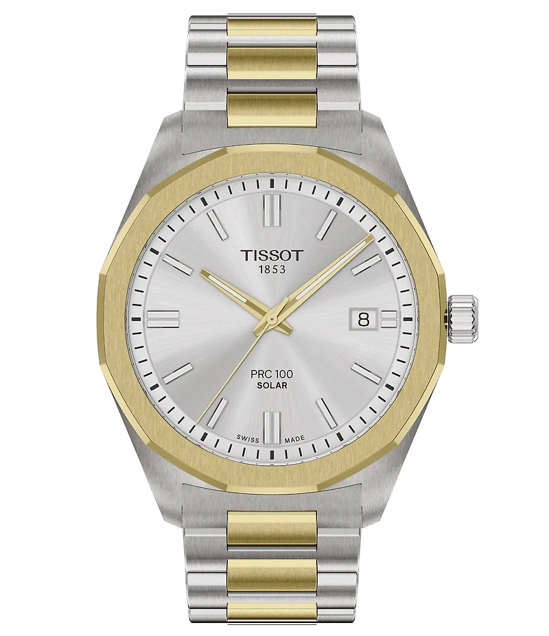 Tissot Men's PRC 100 Solar Classic Contemporary Collection Quartz Analog 316L Stainless Steel Bracelet Watch