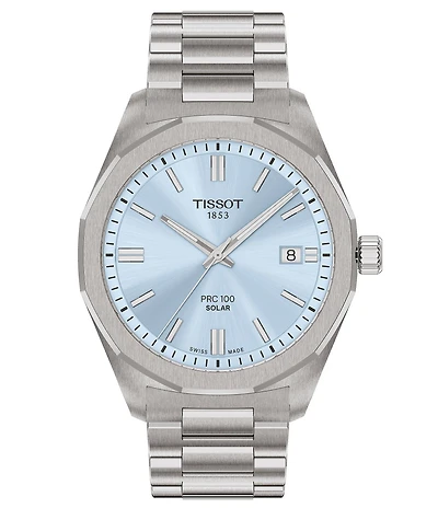 Tissot Men's PRC 100 Solar Classic Contemporary Collection Quartz Analog 316L Stainless Steel Bracelet Watch