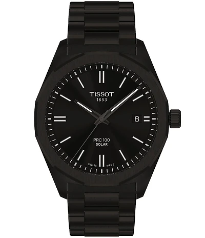 Tissot Men's PRC 100 Solar Quartz Automatic Black Tone Stainless Steel Bracelet Watch