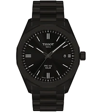 Tissot Men's PRC 100 Solar Quartz Automatic Black Tone Stainless Steel Bracelet Watch