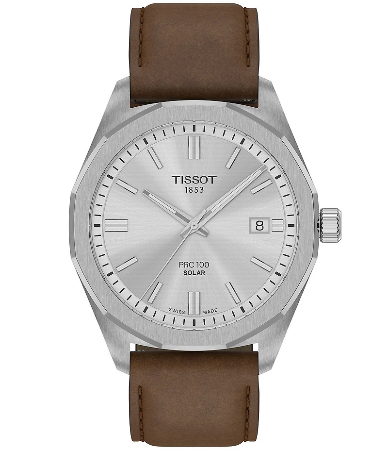 Tissot Men's PRC 100 Solar Solar Quartz Automatic Leather Strap Watch