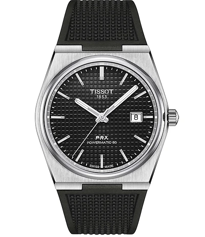 Tissot Men's Gridded PRX Powermatic 80 Automatic Stainless Steel Rubber Watch