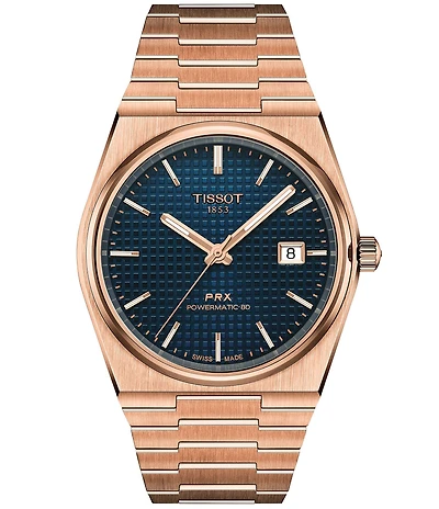 Tissot Men's Prx Tonneau Automatic Rose Gold Stainless Steel Bracelet Watch