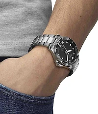 Tissot Men's Black Seastar 1000 Quartz Automatic Stainless Steel Bracelet Watch