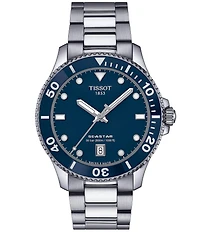 Tissot Men's Black Seastar 1000 Quartz Automatic Stainless Steel Bracelet Watch