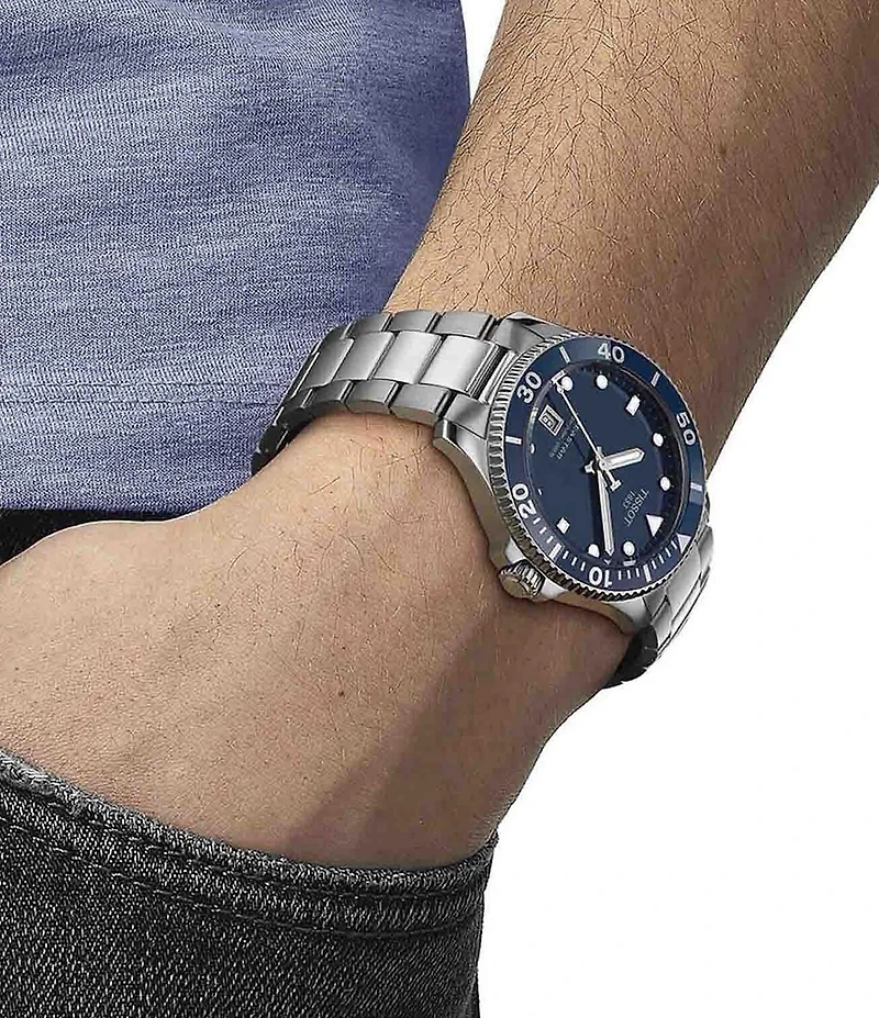 Tissot Men's Black Seastar 1000 Quartz Automatic Stainless Steel Bracelet Watch