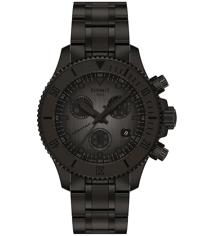 Tissot Men's Seastar 1000 Quartz Chronograph Black Tone Stainless Steel Bracelet Watch