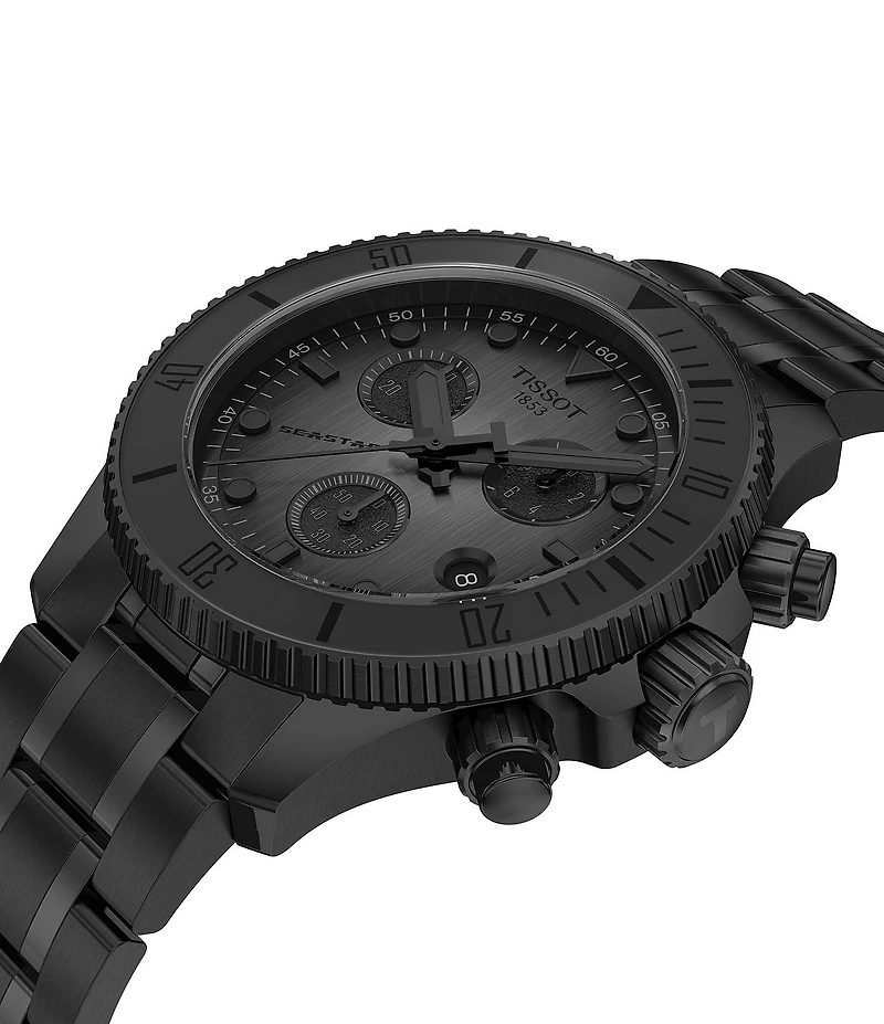 Tissot Men's Seastar 1000 Quartz Chronograph Black Tone Stainless Steel Bracelet Watch
