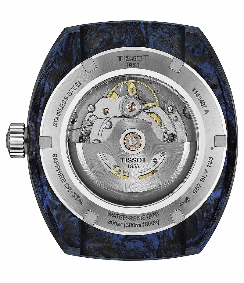 Tissot Unisex Sideral Tonneau Powermatic 80 Sport Collection Automatic Rubber Strap Watch