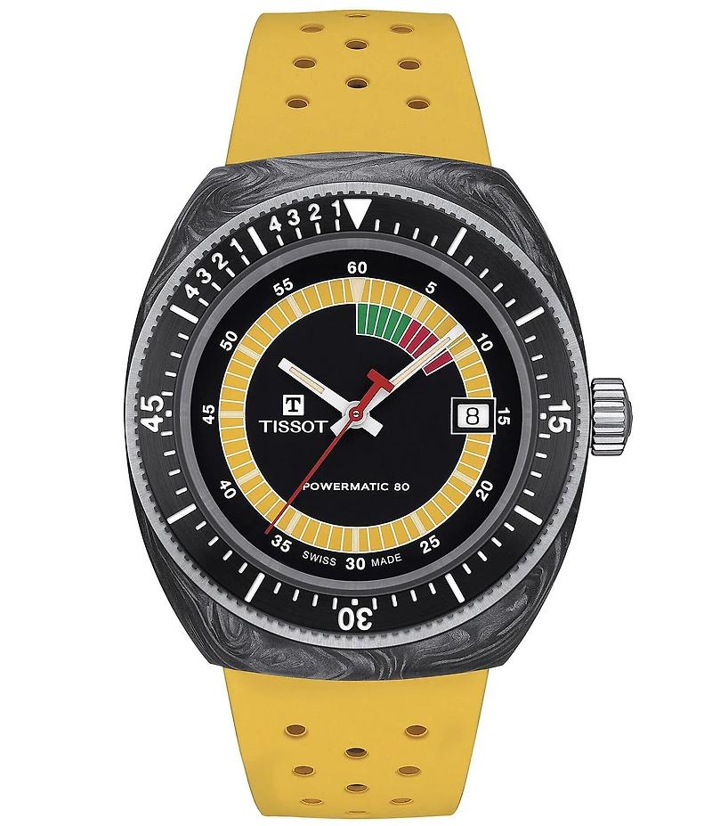 Tissot Unisex Sideral Tonneau Powermatic 80 Sport Collection Automatic Rubber Strap Watch