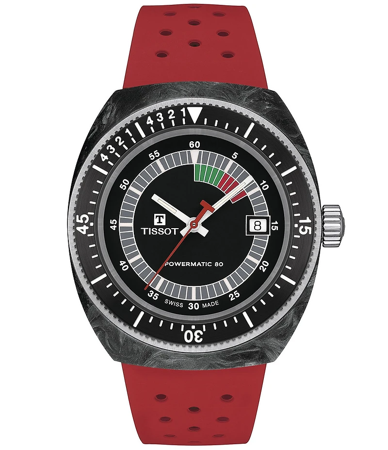 Tissot Unisex Sideral Tonneau Powermatic 80 Sport Collection Automatic Rubber Strap Watch
