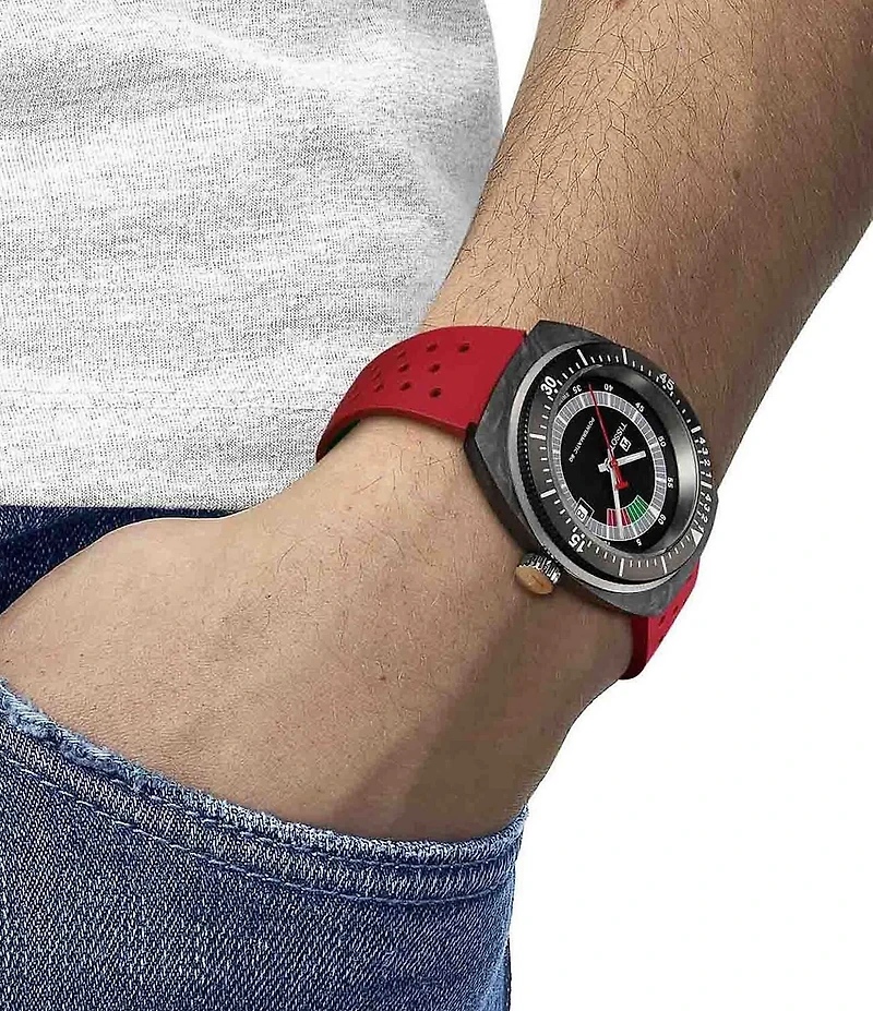 Tissot Unisex Sideral Tonneau Powermatic 80 Sport Collection Automatic Rubber Strap Watch