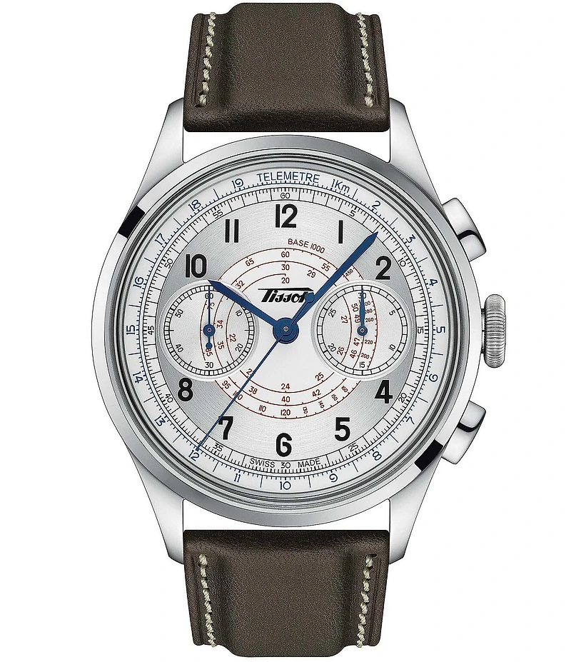 Tissot Men's Telemeter 1938 Chronograph Brown Leather Strap Watch