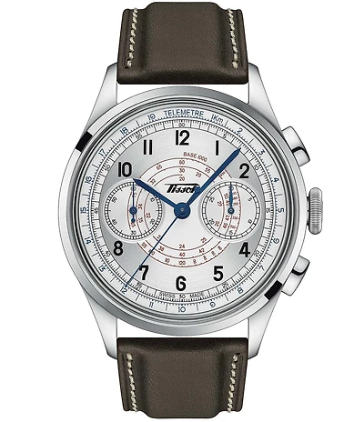 Tissot Men's Telemeter 1938 Chronograph Brown Leather Strap Watch