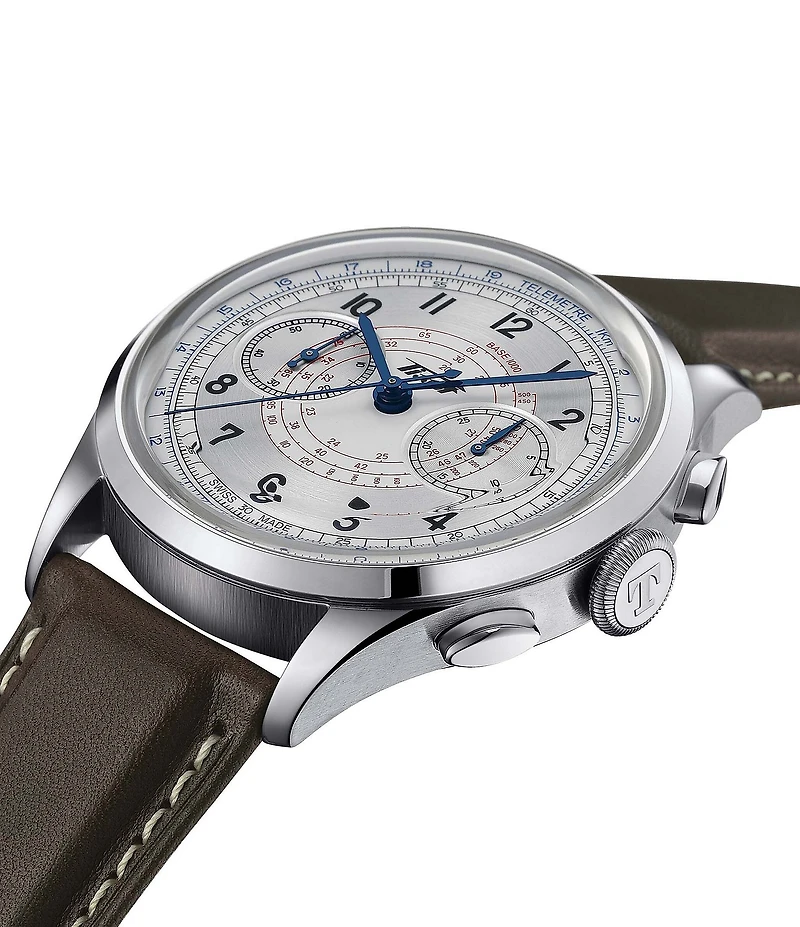 Tissot Men's Telemeter 1938 Chronograph Brown Leather Strap Watch