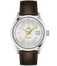Tissot Men's Visodate Classic Traditional Collection Automatic Croco Leather Strap Watch