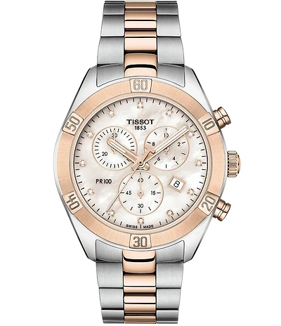 Tissot PR 100 Sport Chic Colorblock Two Tone Chronograph Watch