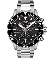 Tissot Men's Seastar 1000 Black Dial Chronograph Stainless Steel Watch