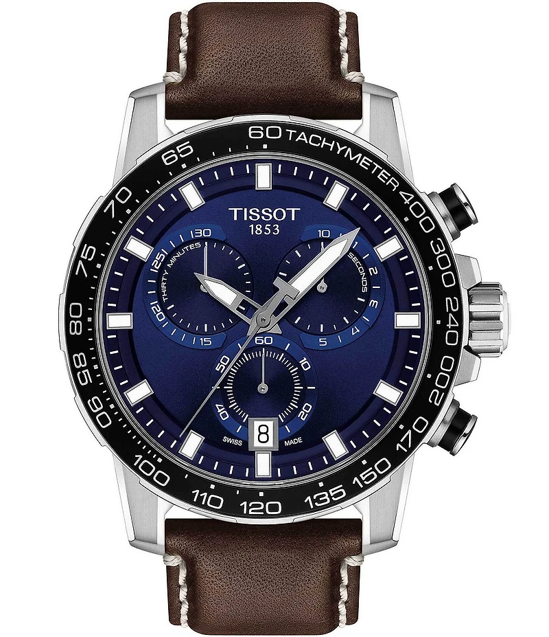 Tissot Supersport Black Leather Strap Chronograph Watch