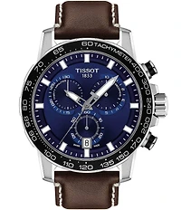 Tissot Supersport Black Leather Strap Chronograph Watch